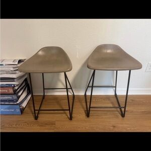Pottery Barn  Beige counter  Stool with Dark Metal Frame